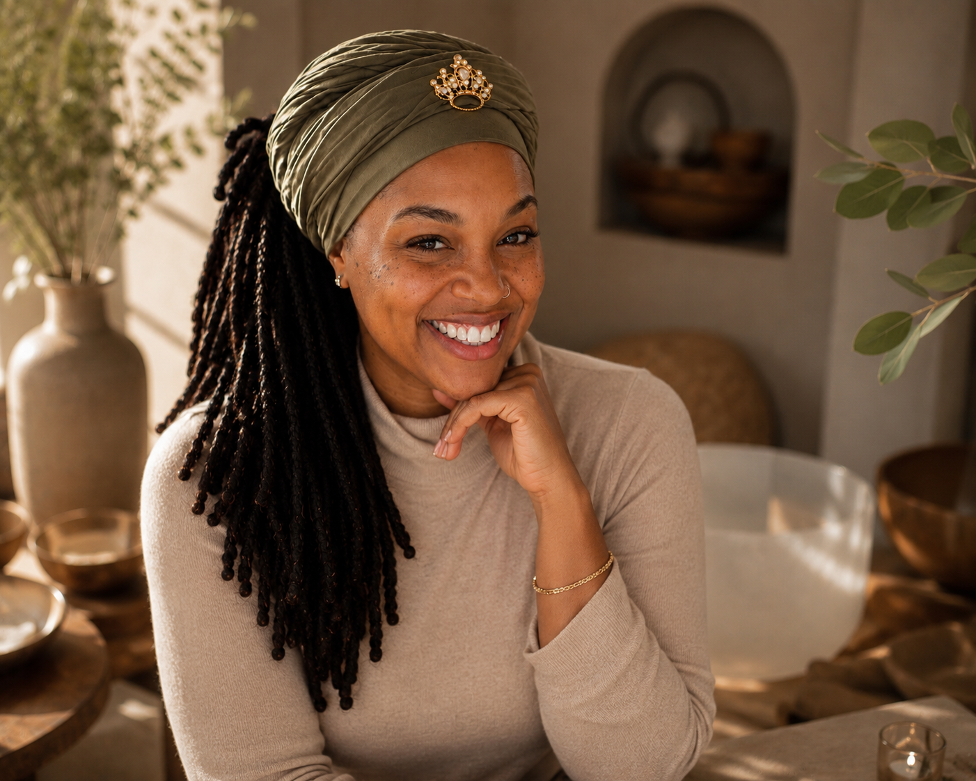 Founder of Sol & Glo with a soft, nurturing smile